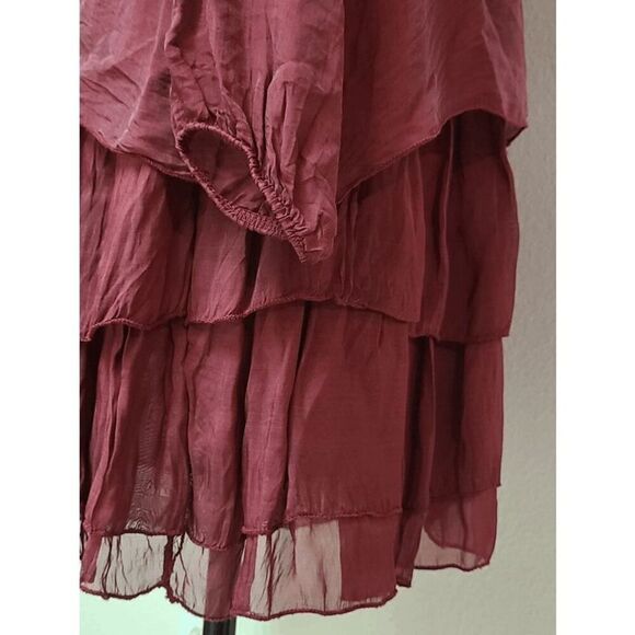 MARCELLA’S Long Sleeve Red Tiered Boho Dress Made in Italy SIZE M NWT - Picture 4 of 10